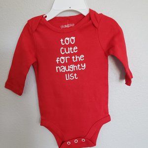 'Too cute for the naughty list' Long Sleeve Onsie